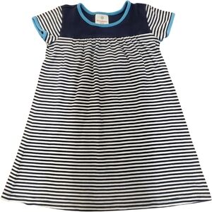 Hanna Andersson Stripe Dayplay Dress Navy Girls Size 6-7